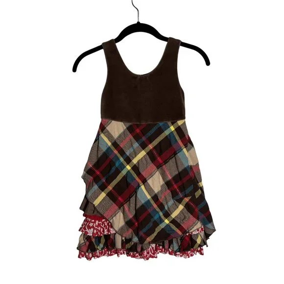 Plaid Patchwork Girls Dress By Eliane Et Lena Paris - Picture 5 of 7